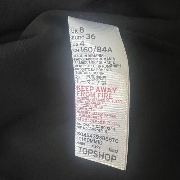 Black Floral Satin Mini Dress Strappy Tie Back Topsho Size 4 Lined - Picture 5 of 8